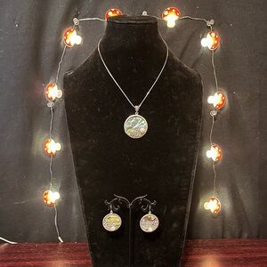 Sterling Silver & Abolone Shell with a Pearl Accent Jewelry Set